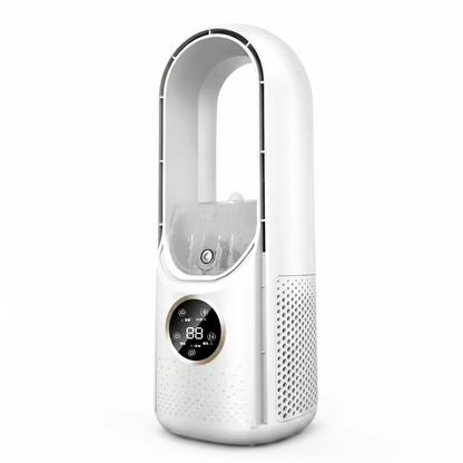2 en 1 Ventilateur Sans Pale Silencieux – Alimentation USB, Écran LED & 6 Vitesses