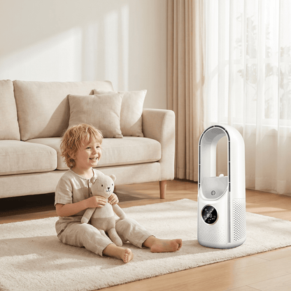 2 en 1 Ventilateur Sans Pale Silencieux – Alimentation USB, Écran LED & 6 Vitesses