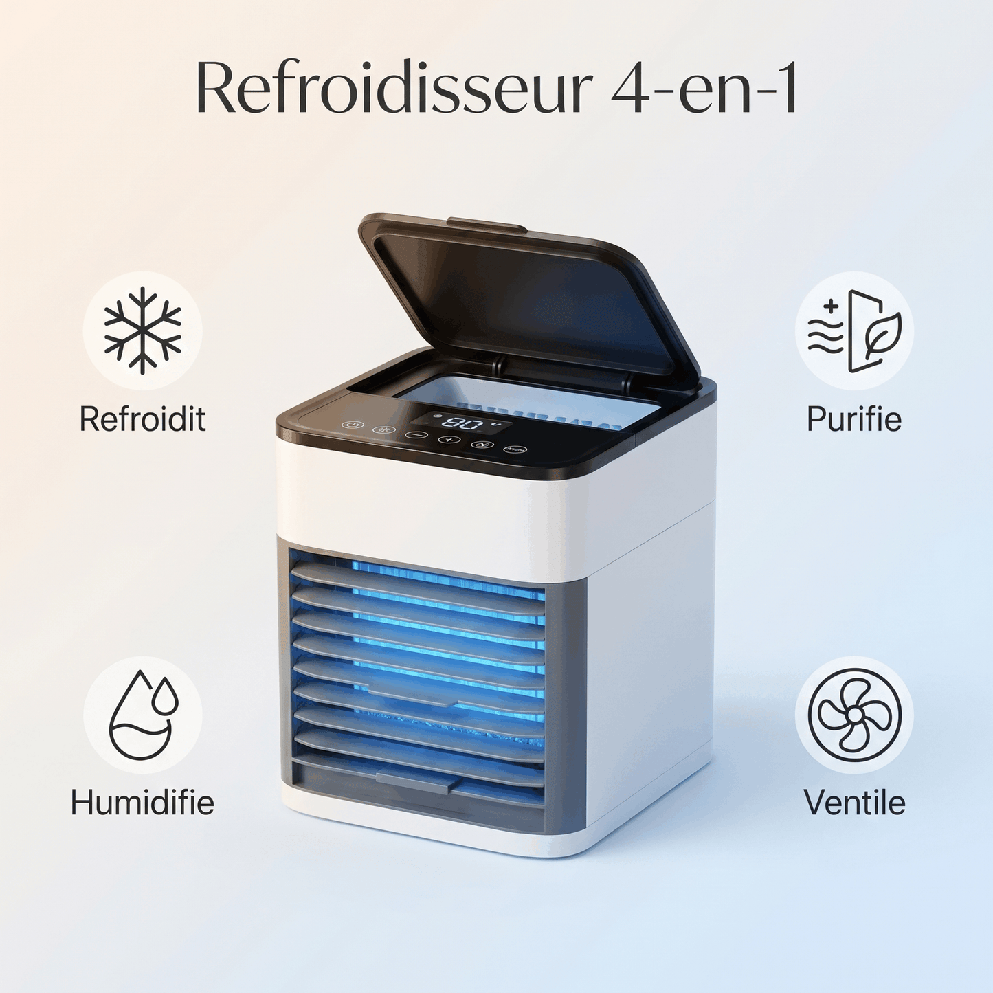 Mini Climatiseur d'Air Portable 3-en-1 – Ventilateur, Rafraîchisseur & Humidificateur