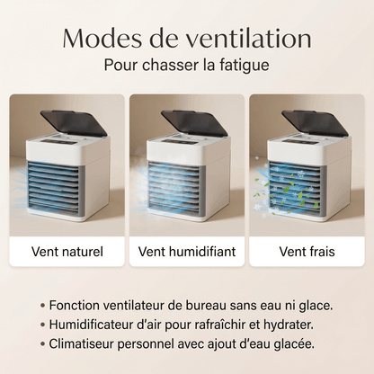 Mini Climatiseur d'Air Portable 3-en-1 – Ventilateur, Rafraîchisseur & Humidificateur