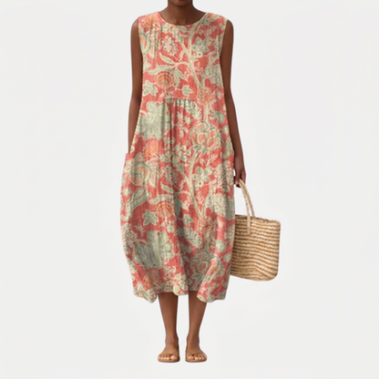 Robe midi Femme Fluide Col en V Imprimé Floral