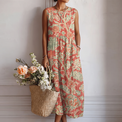 Robe midi Femme Fluide Col en V Imprimé Floral - PanierRoyale
