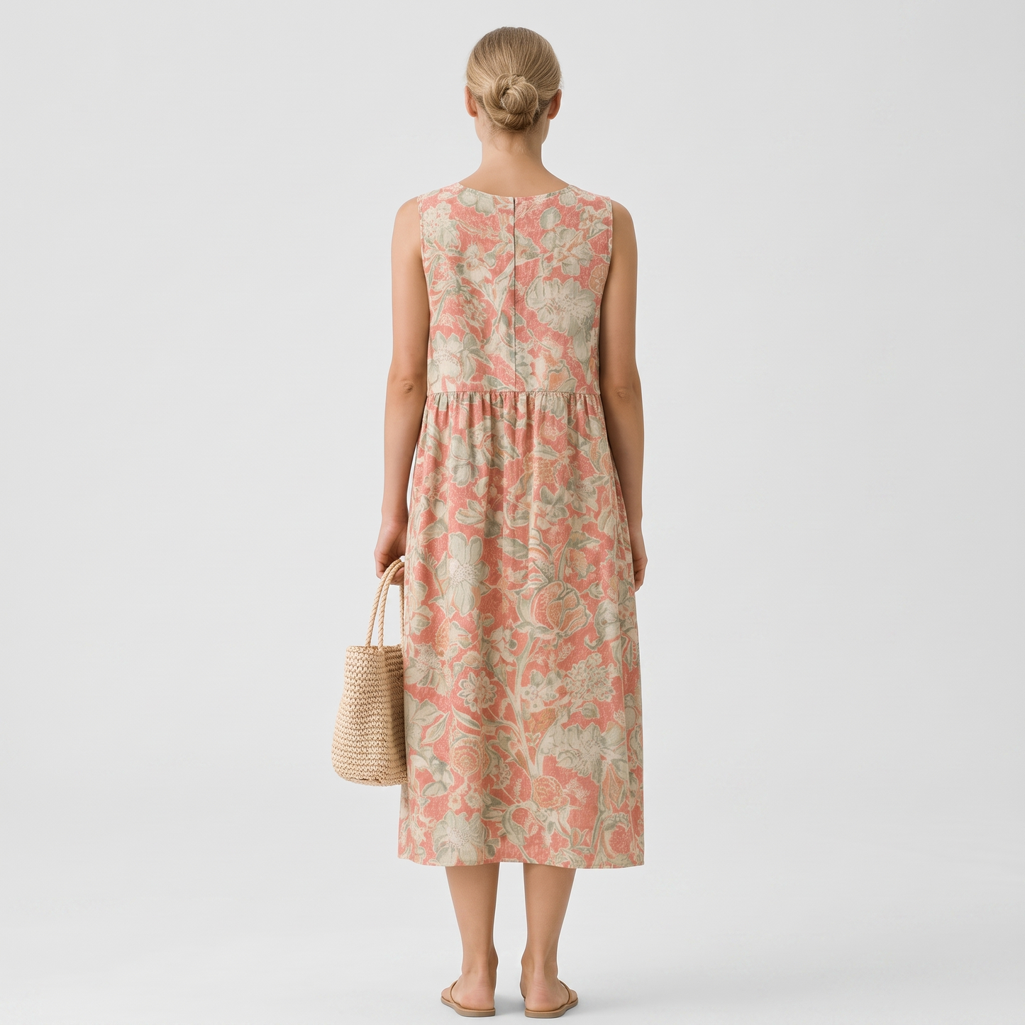 Robe midi Femme Fluide Col en V Imprimé Floral