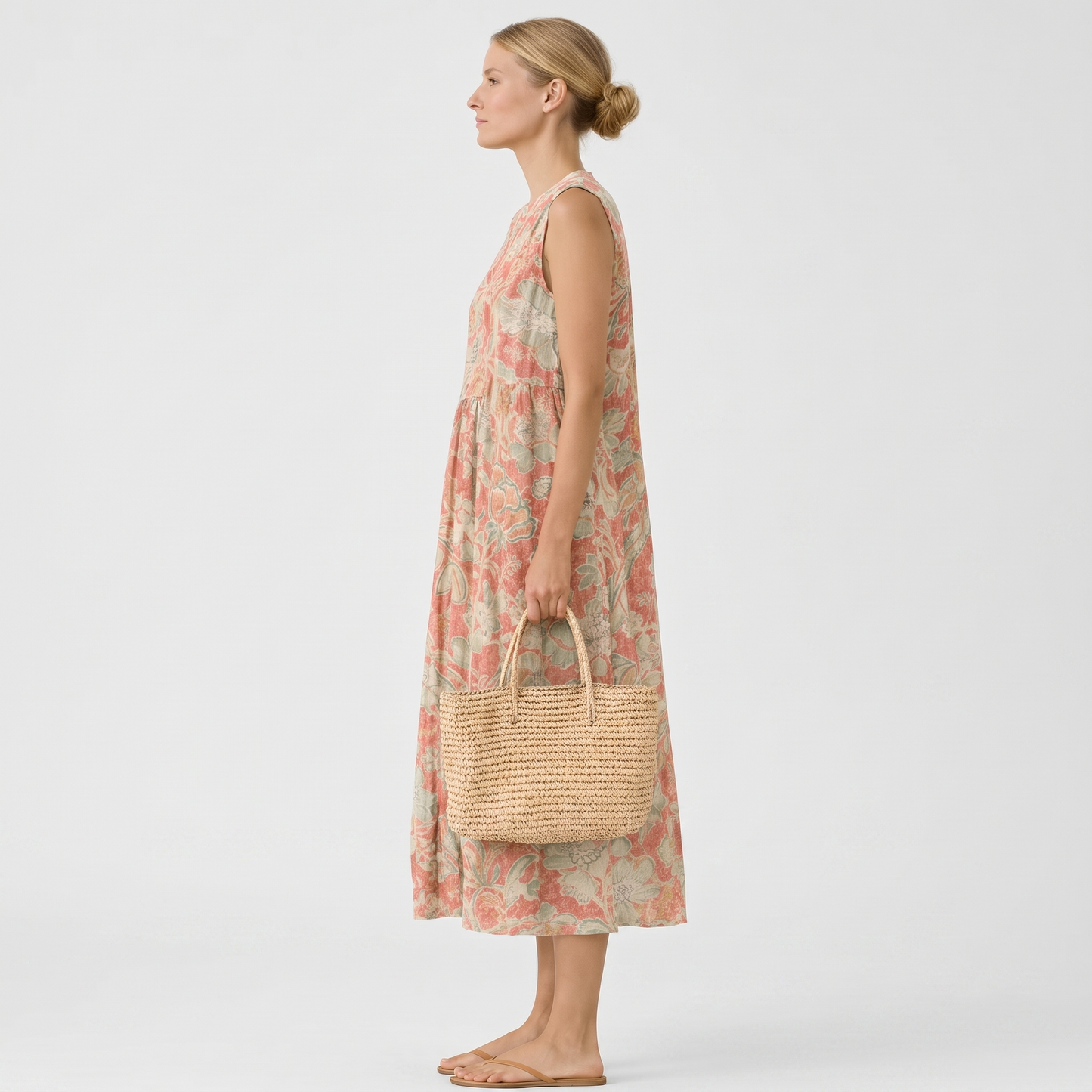 Robe midi Femme Fluide Col en V Imprimé Floral
