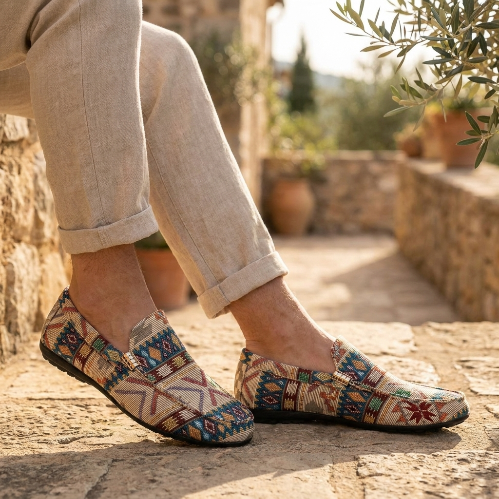 Mocassins Homme Confortables Motif Ethnique