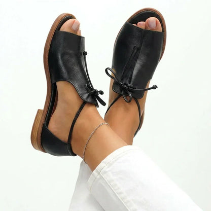 Sandales Femme Métalliques Lacets Ajustables Bout Ouvert