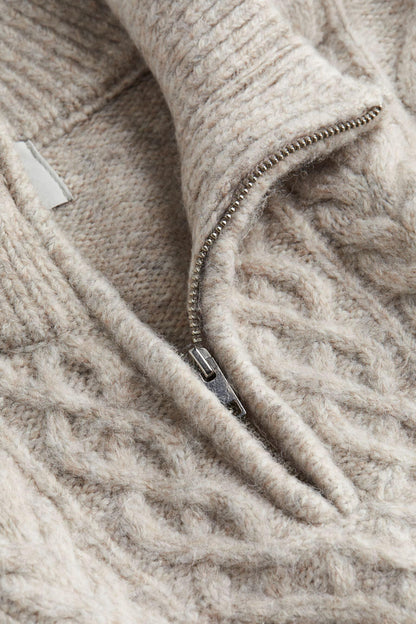Pullover Col Rond Fermeture Éclair Chaud et Élégant