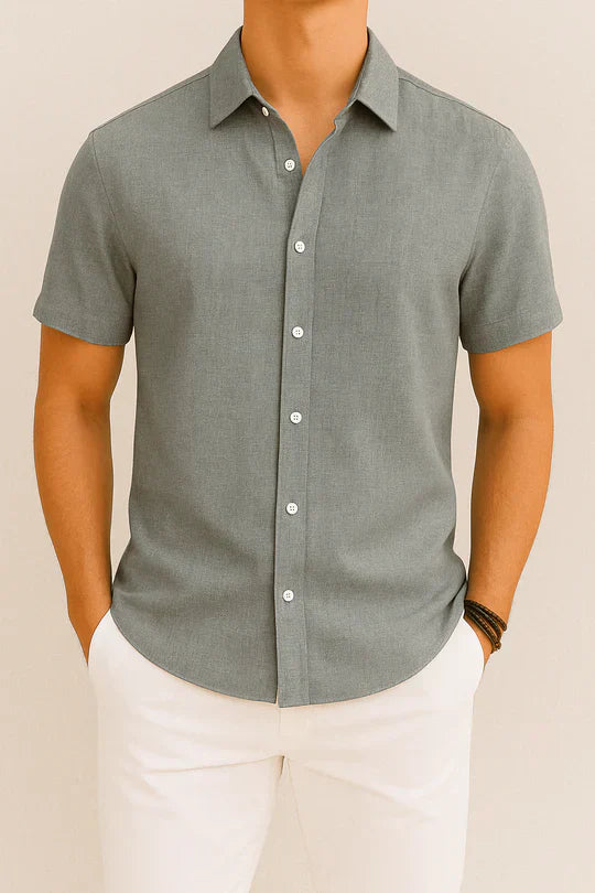 Chemise Homme en Coton Gris Clair Stylish