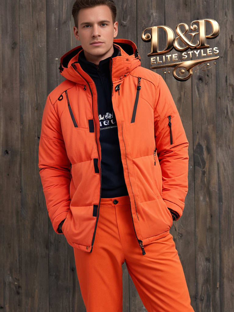 Veste Ski Homme Rouge Imperméable avec Capuche et Poches