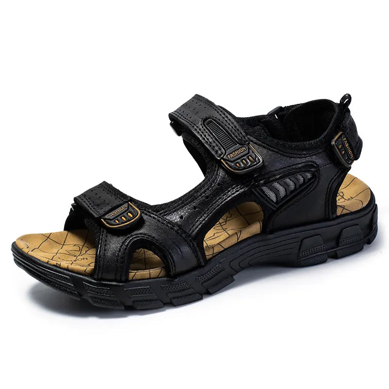 Sandale de Randonnée Homme Cuir Noir Étanche - PanierRoyale