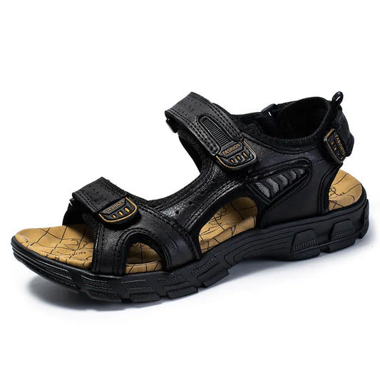 Sandale de Randonnée Homme Cuir Noir Étanche - PanierRoyale