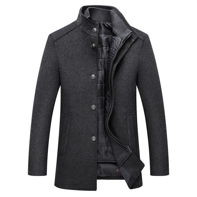 Manteau Homme Hiver Élégant Un Bouton