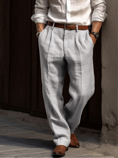 Pantalon Lin Coton Plissé Homme