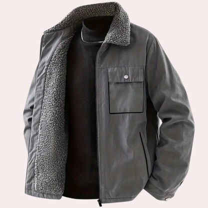 Veste Hiver Homme Doublée avec Capuchon et Poches Zippées