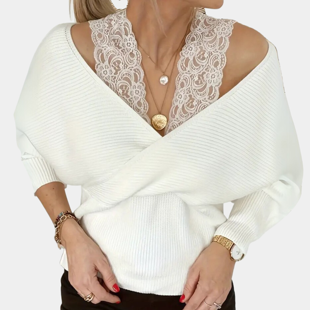 DARCY - Pull à Bretelles en Dentelle Polyvalent pour Femmes