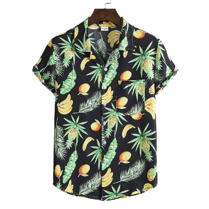 Chemise Homme Manches Courtes Fruit Imprimé Coton - BerlinGlamour