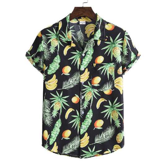Chemise Homme Manches Courtes Fruit Imprimé Coton - BerlinGlamour