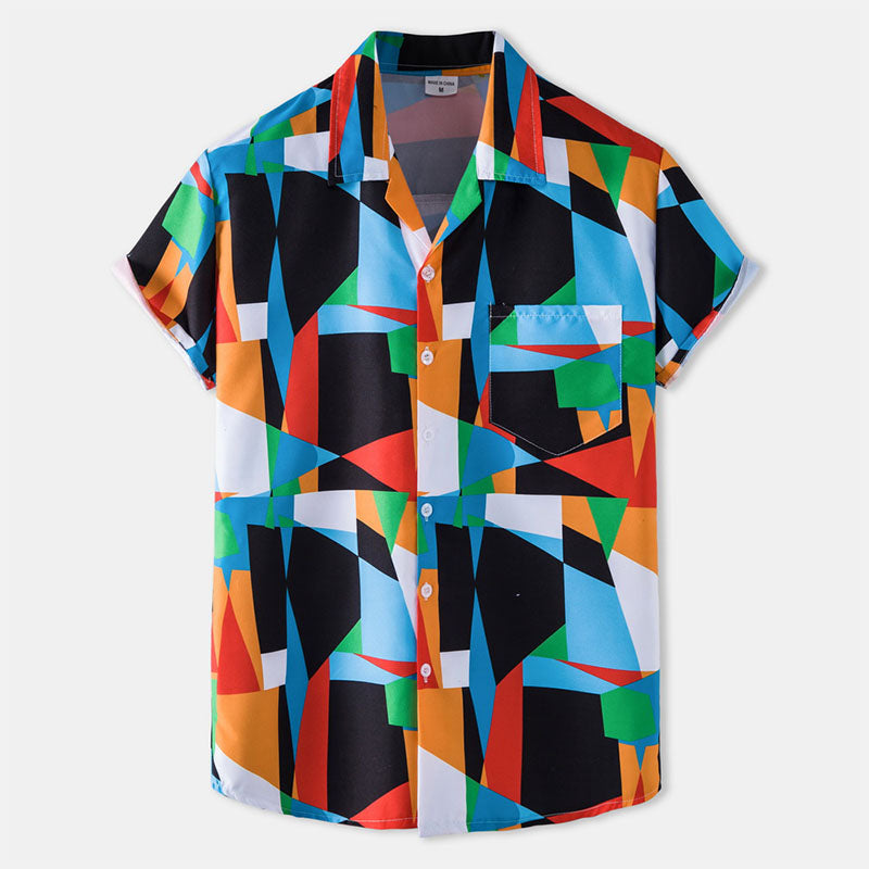 Chemise Homme Courte Manche Style Rétro en Coton - BerlinGlamour