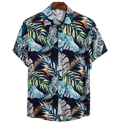 Chemise Homme Coton Lin Manuel Court Sleeves - BerlinGlamour