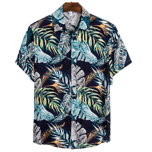 Chemise Homme Coton Lin Manuel Court Sleeves - BerlinGlamour