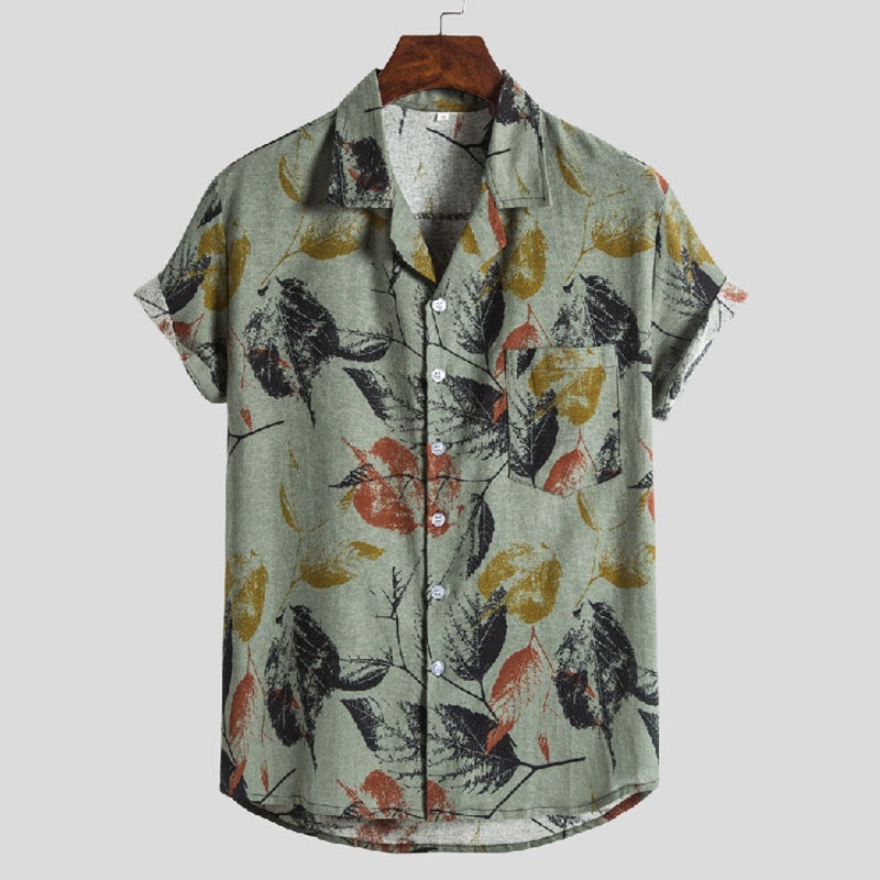 Chemise Homme Court Manches Coton Vintage Imprimé - BerlinGlamour