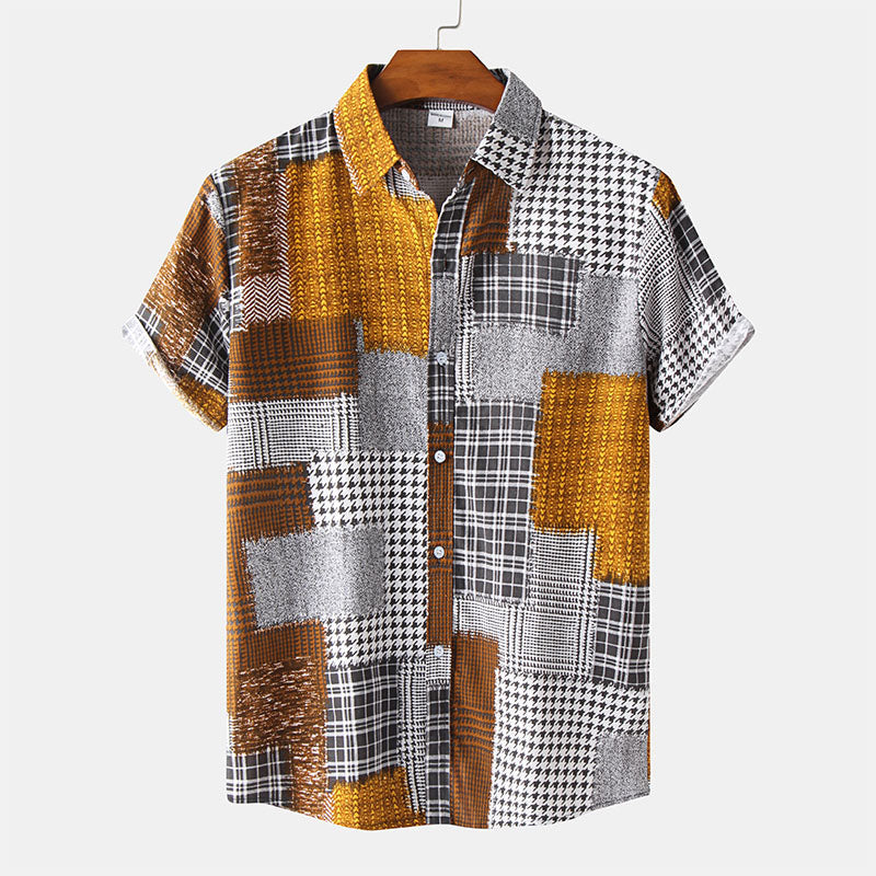 Chemise Homme Courte Manche Imprimée Style Rétro - BerlinGlamour
