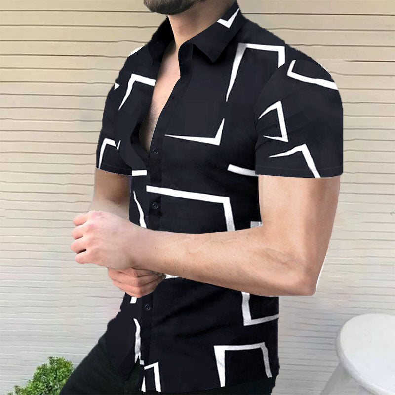 Chemise Homme Manche Courte Imprimée Colorée
