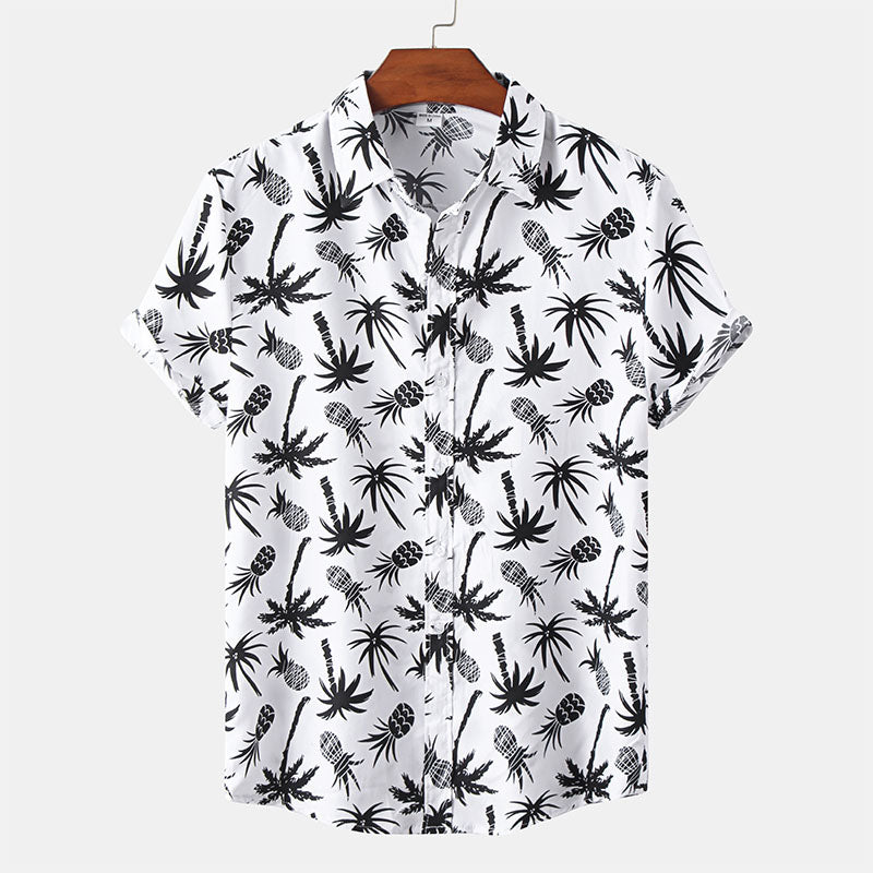 Chemise Homme Manche Courte Blanche Imprimée - BerlinGlamour