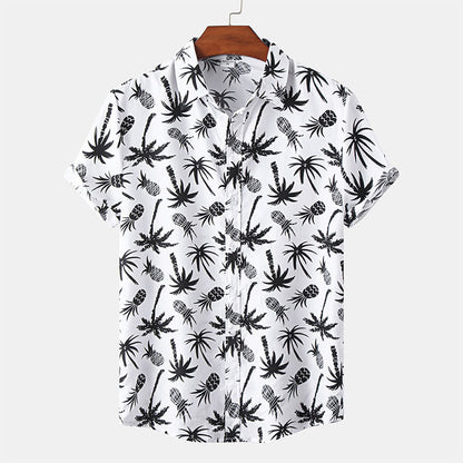 Chemise Homme Manche Courte Blanche Imprimée - BerlinGlamour
