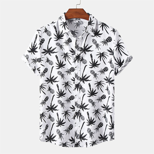 Chemise Homme Manche Courte Blanche Imprimée - BerlinGlamour