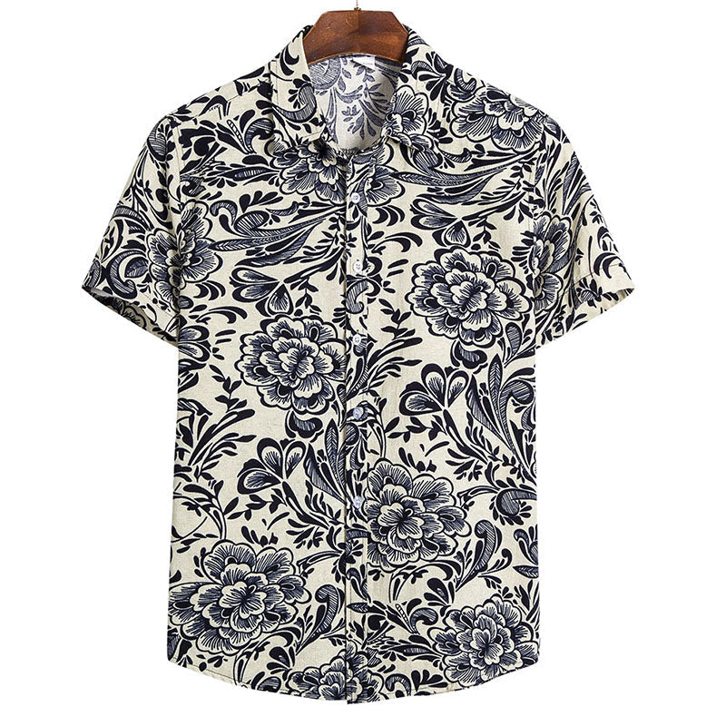 Chemise Homme Manche Courte Coton Lin - BerlinGlamour