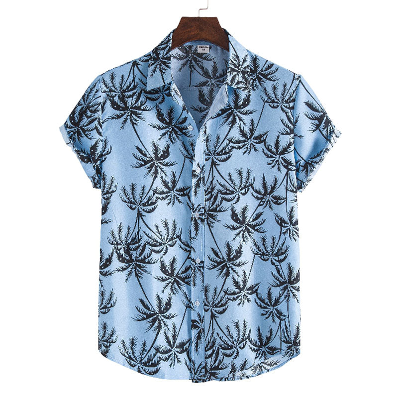 Chemise Homme Décontractée Coton Palmier Imprimé - BerlinGlamour