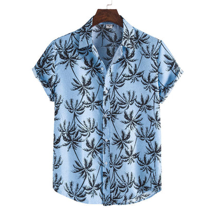 Chemise Homme Décontractée Coton Palmier Imprimé - BerlinGlamour