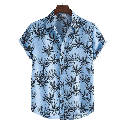 Chemise Homme Décontractée Coton Palmier Imprimé - BerlinGlamour