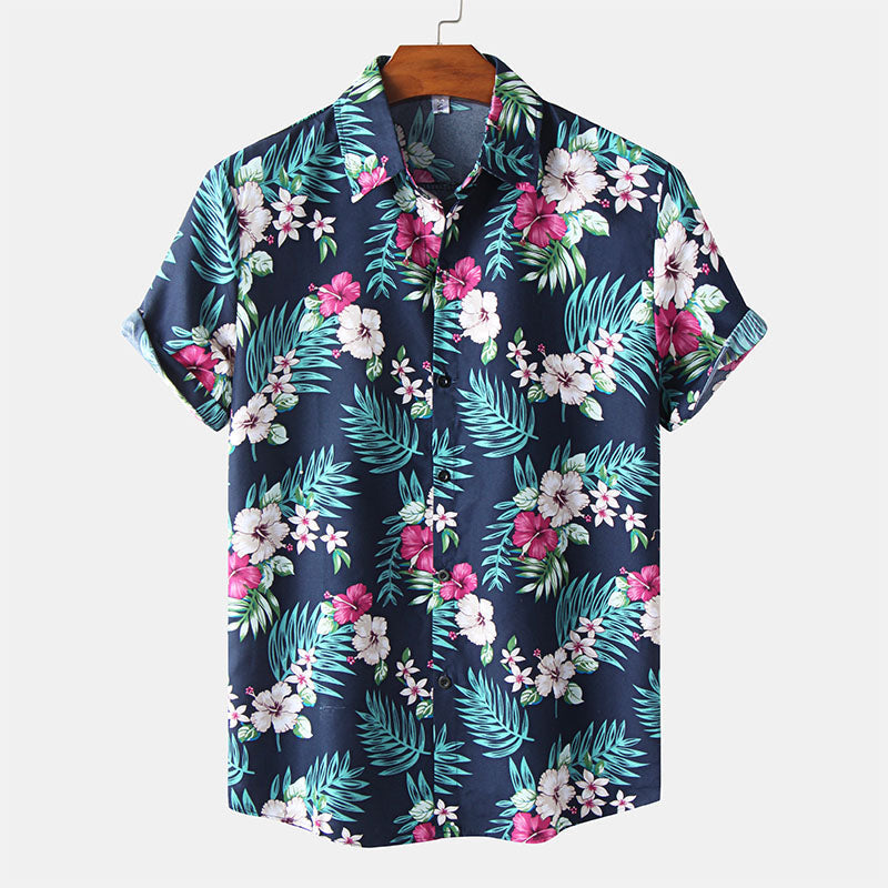 Chemise Homme Manche Courte à Imprimé Floral - BerlinGlamour