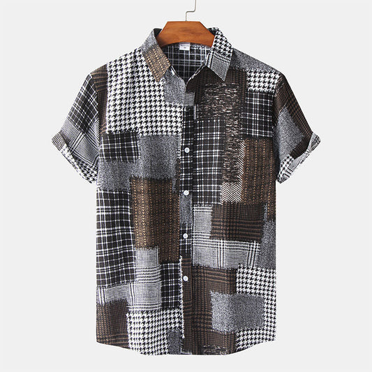 Chemise Homme Manche Courte Imprimée Géométrique - BerlinGlamour