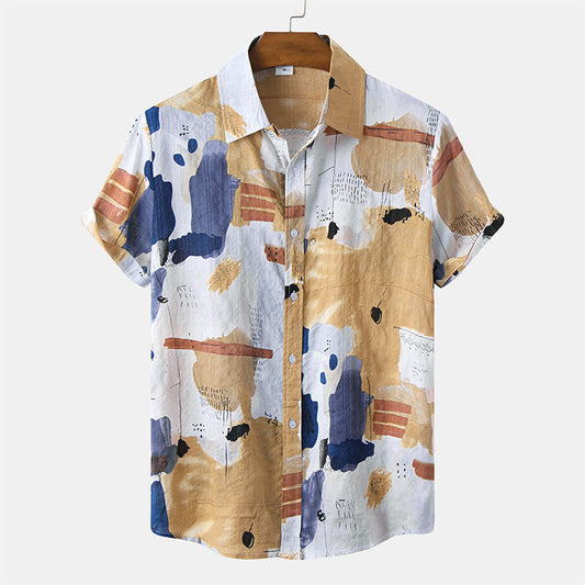 Chemise Homme Manche Courte Imprimée Style Bohème Chic - BerlinGlamour