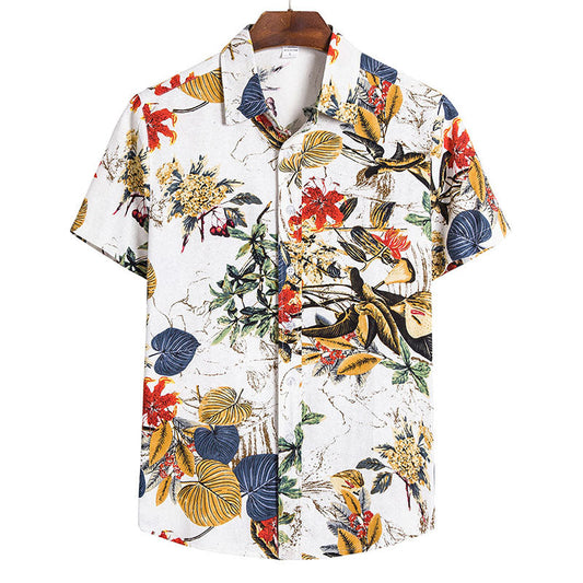 Chemise Homme Courte Manche Imprimé Vintage - BerlinGlamour
