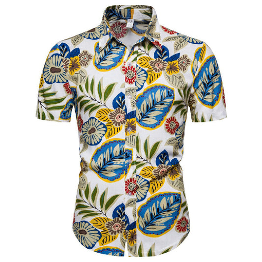 Chemise Homme Court Manches imprimé Vintage Coton - BerlinGlamour