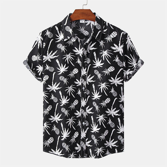Chemise Homme Manche Courte Noir Imprimé - BerlinGlamour