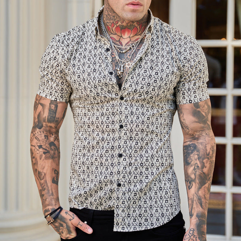 Chemise Homme Slim Fit Imprimé Été