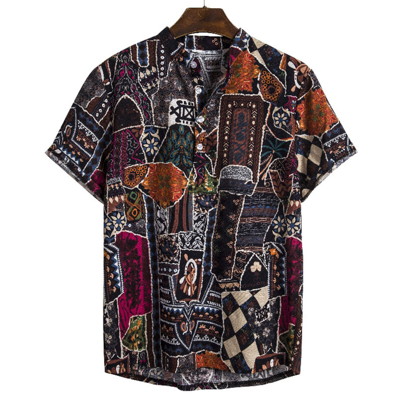 Chemise Homme Manche Courte Imprimé Coloré - BerlinGlamour