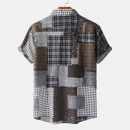 Chemise Homme Manche Courte Imprimée Géométrique
