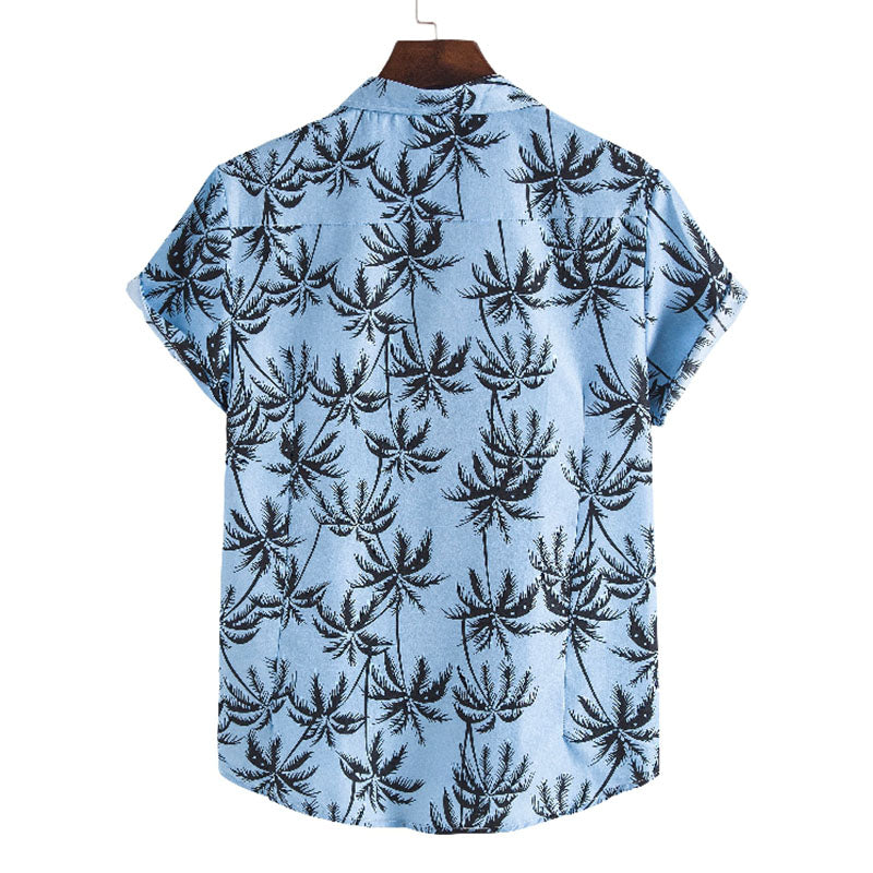 Chemise Homme Décontractée Coton Palmier Imprimé