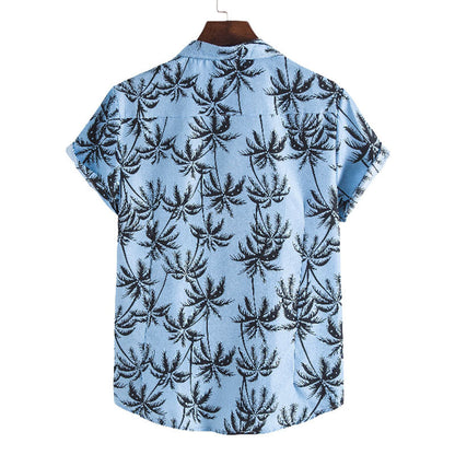 Chemise Homme Décontractée Coton Palmier Imprimé