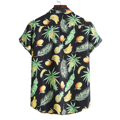 Chemise Homme Manches Courtes Fruit Imprimé Coton