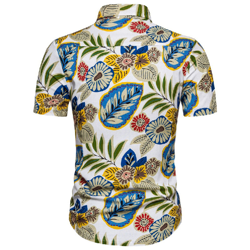 Chemise Homme Court Manches imprimé Vintage Coton