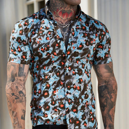 Chemise Homme Manche Courte Exotique Colorée - BerlinGlamour