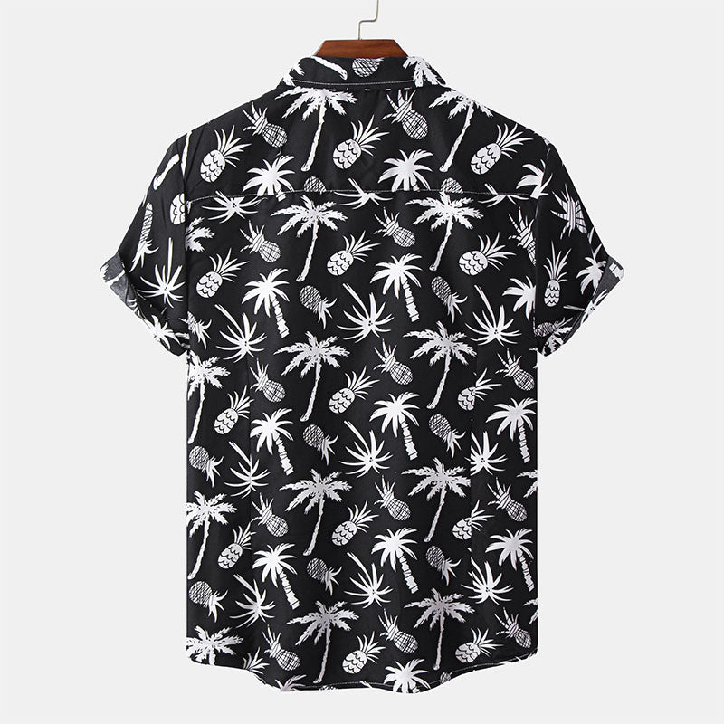 Chemise Homme Manche Courte Noir Imprimé