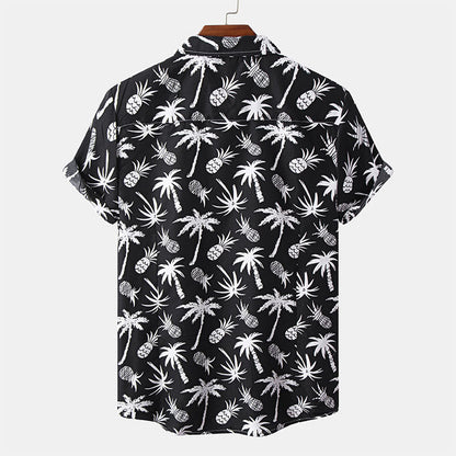 Chemise Homme Manche Courte Noir Imprimé